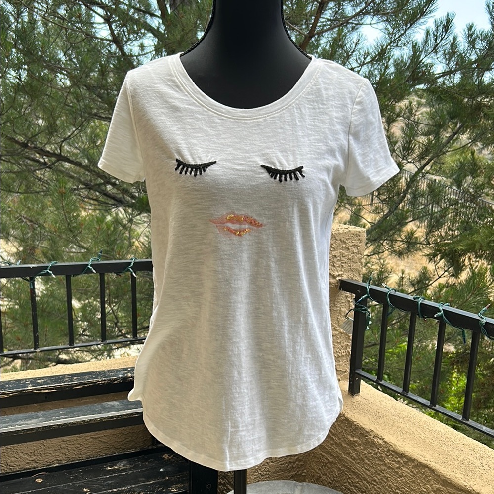 LC Lauren Conrad White Fitted Short Sleeve T-Shirt